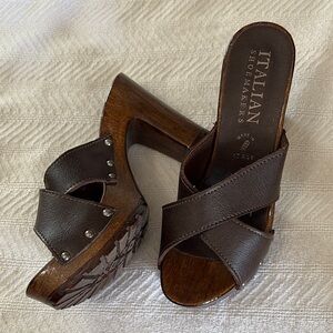 wood clog platform sandals